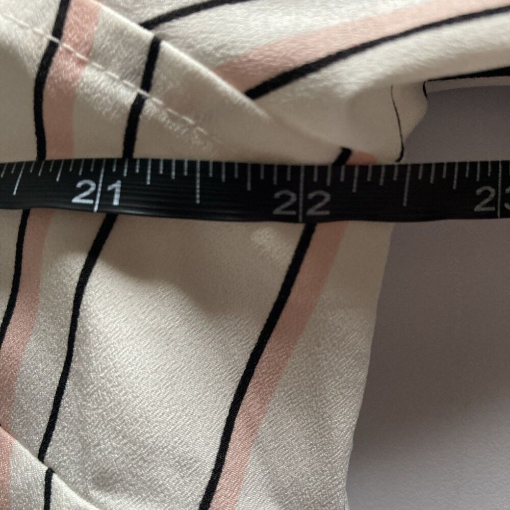 Roz & Ali Top XL Striped White Pink Flared Sleeves Lightweight Button Front - Picture 11 of 14